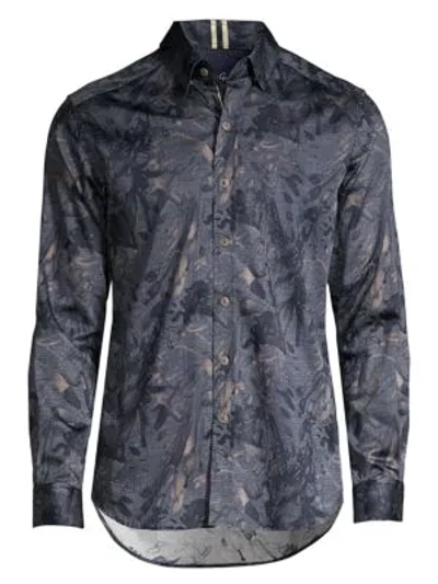 Shop Robert Graham Salger Print Shirt In Charcoal