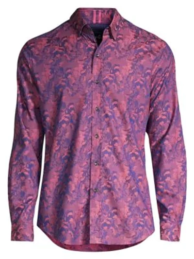 Shop Robert Graham Bagshaw Camo Jacquard Sport Shirt In Navy