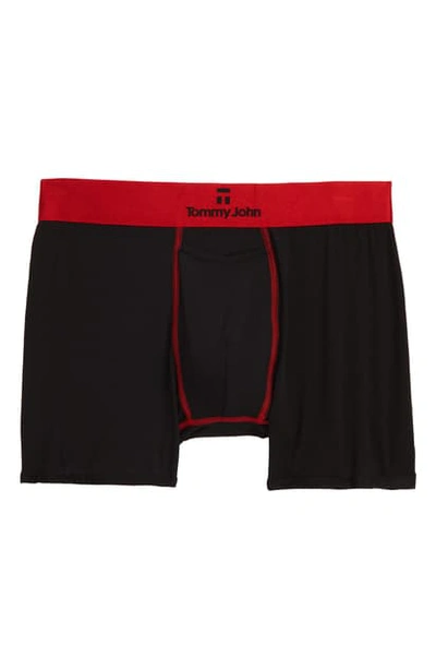 Shop Tommy John Second Skin Contrast Stitch Trunks In Black/ Haute Red