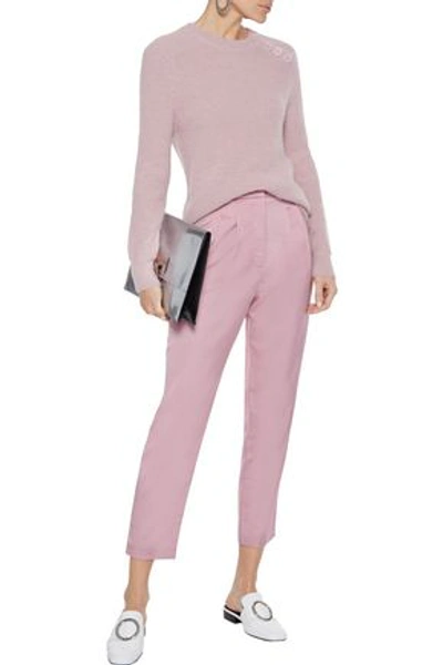Shop A.l.c Lennox Cropped Pleated Sateen Tapered Pants In Baby Pink