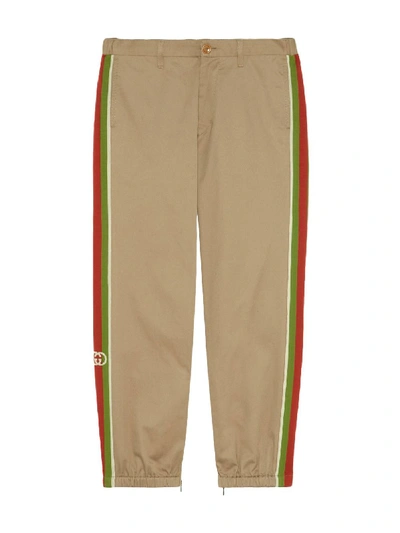 Shop Gucci Web Stripe Track Pants In Neutrals