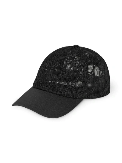 Shop Gucci Logo Mesh Baseball Cap In Black