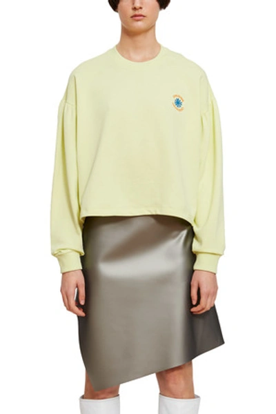 Shop Opening Ceremony Dropped Shoulder Logo Sweatshirt In Pale Acid Yellow 793