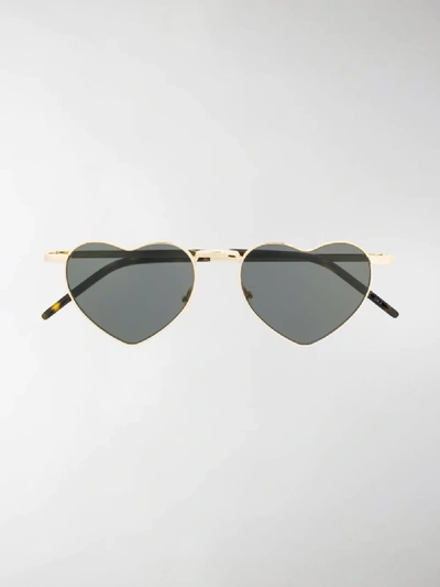 Shop Saint Laurent Heart-frame Sunglasses In Black