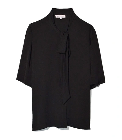 Shop Dice Kayek Tie Neck Short Sleeve Shirt In Black