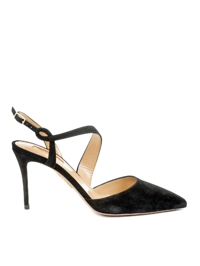 Shop Aquazzura Black Leather Sandals