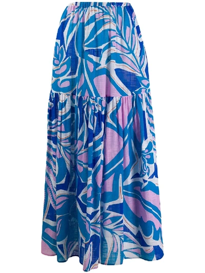 Shop Emilio Pucci Flared Printed Skirt In Blue