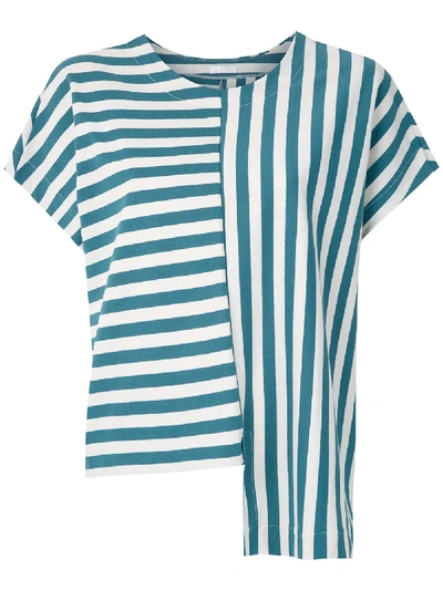 Shop Osklen Summer Stripe Asymmetric Blouse In Blue