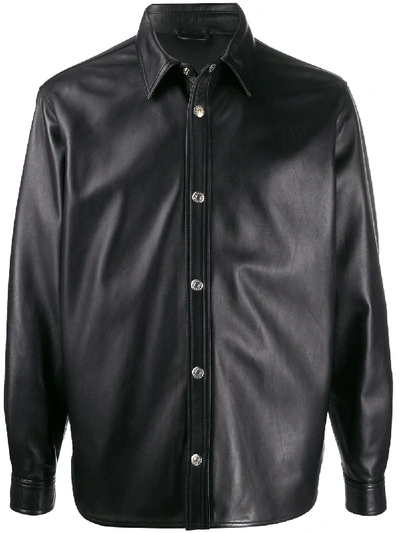 Shop Acne Studios Leather Overshirt In Black