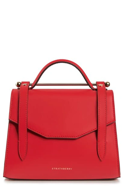 Shop Strathberry Mini Allegro Calfskin Leather Tote In Ruby