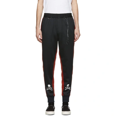 Shop Mastermind Japan Mastermind World Black And Red Side Line Track Pants In 3 Blkred