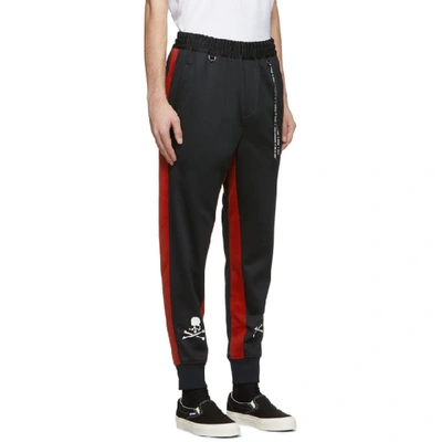 Shop Mastermind Japan Mastermind World Black And Red Side Line Track Pants In 3 Blkred