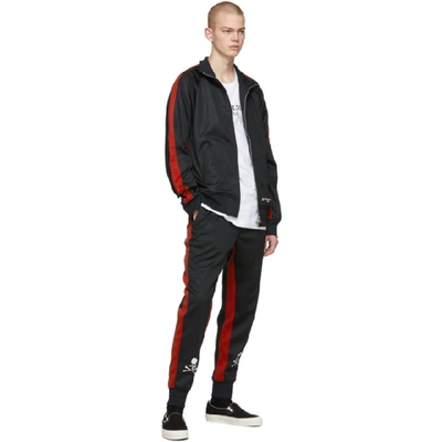 Shop Mastermind Japan Mastermind World Black And Red Side Line Track Pants In 3 Blkred