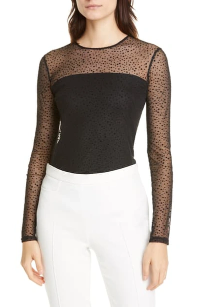 Shop Akris Punto Starry Sky Tulle Long Sleeve Top In Black