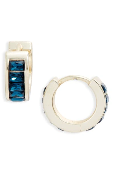 Shop Kendra Scott Jack Huggie Earrings In Gold/ Blue Cz