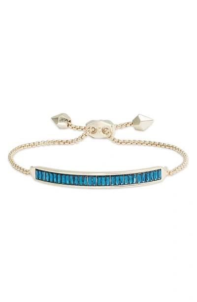 Shop Kendra Scott Jack Slider Bracelet In Gold/ Blue