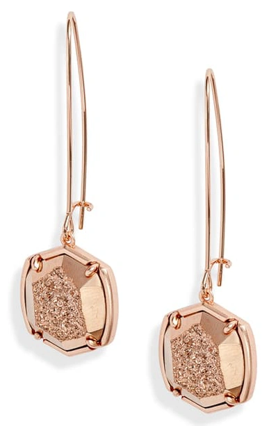 Shop Kendra Scott Davis Drop Earrings In Rose Gold/ Rose Gold Drusy