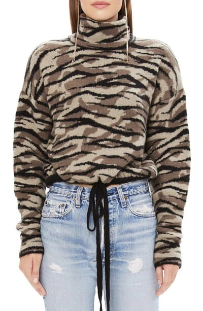 Shop Afrm Zebra Camo Print Turtleneck Sweater