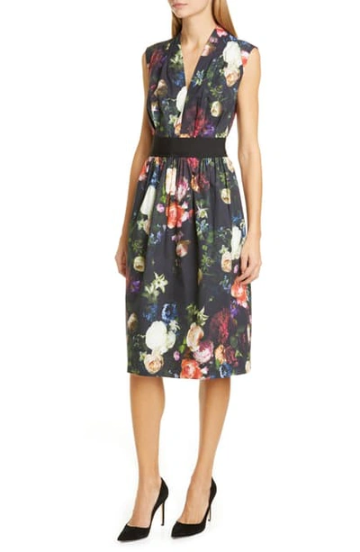 Shop Adam Lippes Floral Print Stretch Poplin Dress In Multi Floral