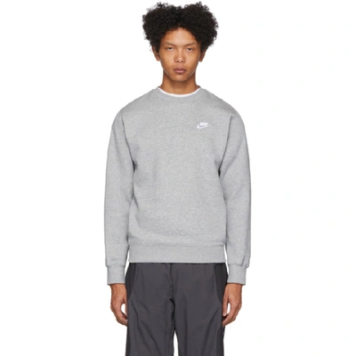 Shop Nike Grey Sportswear Club Sweatshirt In 063dkgreyhe