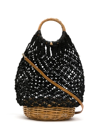 Shop Serpui Macramé Bucket Bag In Black