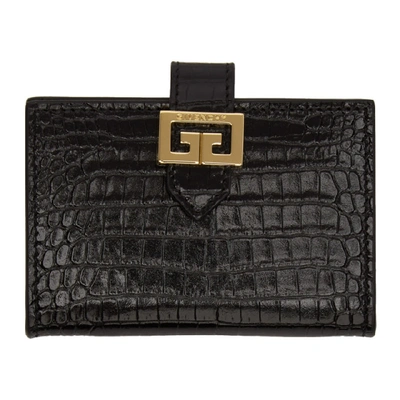 Shop Givenchy Black Croc Gv3 Card Holder In 001 Black