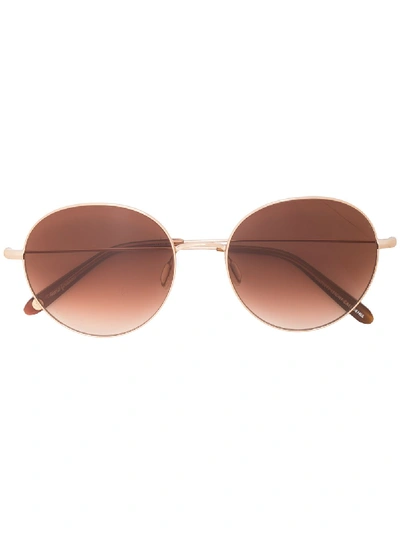 Shop Garrett Leight Valencia Round Frame Sunglasses In Brown