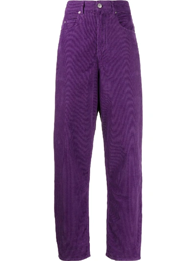 Shop Isabel Marant Étoile Tapered Cord Detail Trousers In Purple