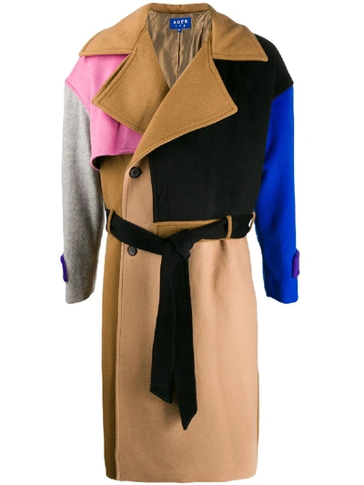Ader Error Colour-block Double-breasted Coat In 棕色