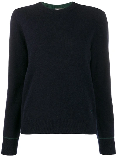Shop Tory Burch Contrast-stitching Cashmere Pullover In Blue