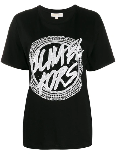Shop Michael Michael Kors Chain Logo T-shirt In Black