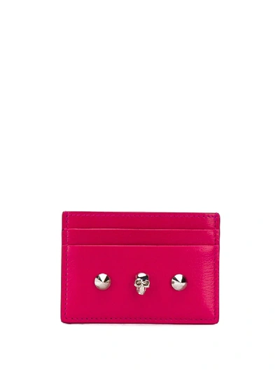 Shop Alexander Mcqueen Skull And Studs Cardholder In Pink