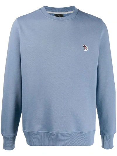 Shop Ps By Paul Smith Zebra Patch Crew-neck Sweatshirt In Blue