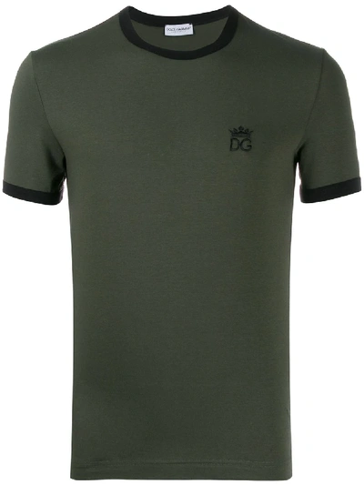 Shop Dolce & Gabbana Logo Detail T-shirt In Green