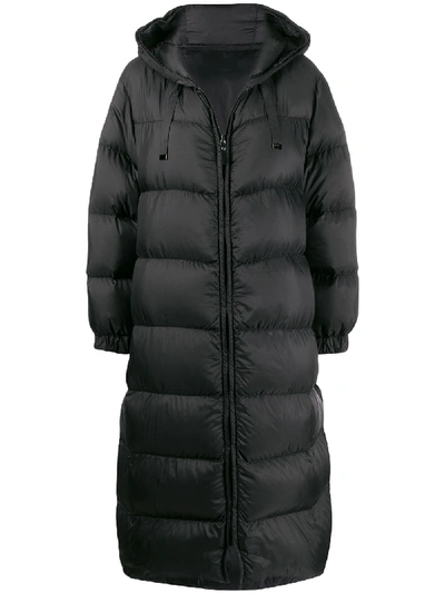 Shop Max Mara Hooded Long Puffer Coat In Black