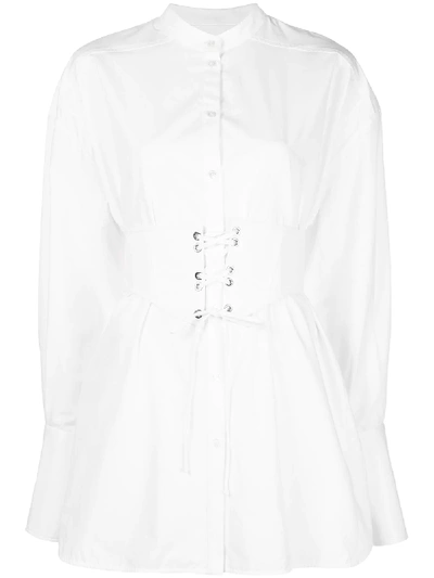 Shop Ellery Crushing Corset Belt Shirt In White