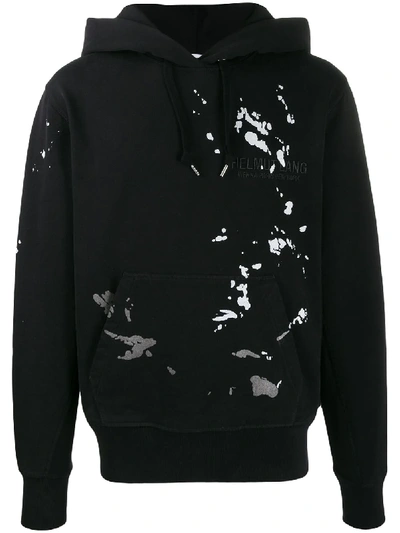 Shop Helmut Lang Paint-splatter Logo Hoodie In Black