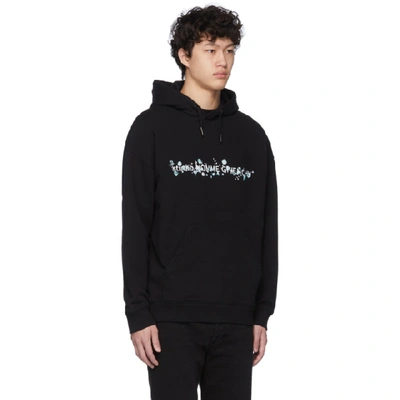 Shop Givenchy Black Logo Flowers Hoodie In 001 Black