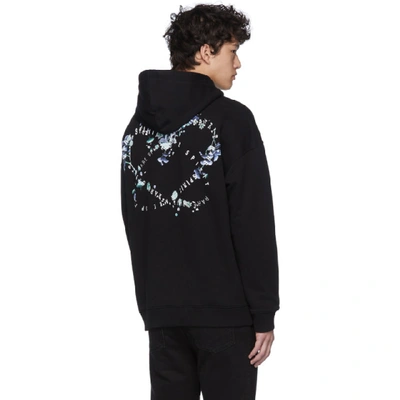 Shop Givenchy Black Logo Flowers Hoodie In 001 Black