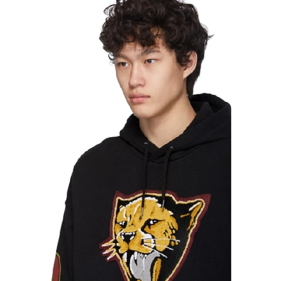 Shop Givenchy Black Cheetah Patch Hoodie In 001 Black