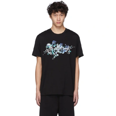 Shop Givenchy Black Logo Flowers T-shirt In 001 Black