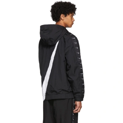 Shop Nike Black Swoosh Pullover Jacket In 010blackwhi