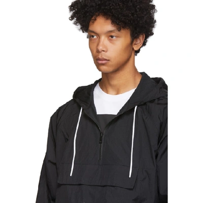Shop Nike Black Swoosh Pullover Jacket In 010blackwhi