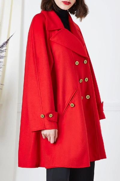 Pre-owned Chanel F/w 1994 Red Cashmere Swing Coat