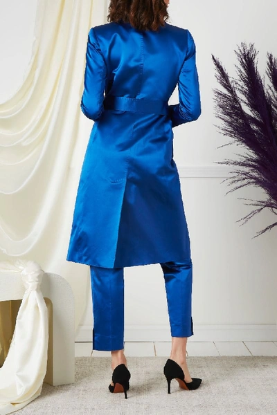 Pre-owned Dolce & Gabbana S/s 2001 Blue Satin Coat Set