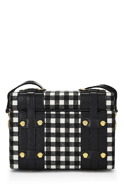 Pre-owned Versace Black & White Gingham Canvas Medusa Vanity