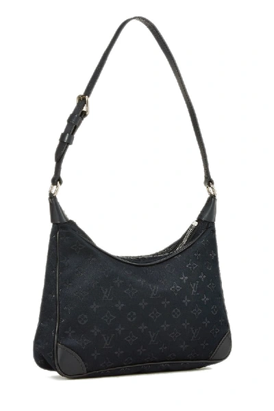 Pre-owned Louis Vuitton Black Satin Monogram Mini Boulogne Pm