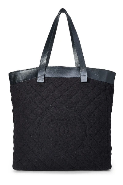 Pre-owned Chanel Black Terry Cloth Tote Large