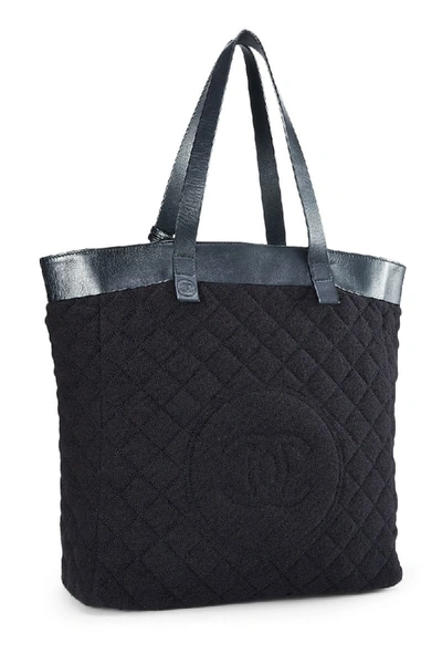Pre-owned Chanel Black Terry Cloth Tote Large