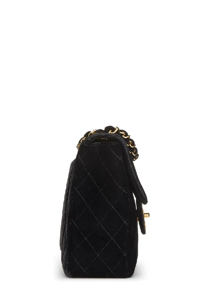 Pre-owned Chanel Black Quilted Velvet Half Flap Jumbo
